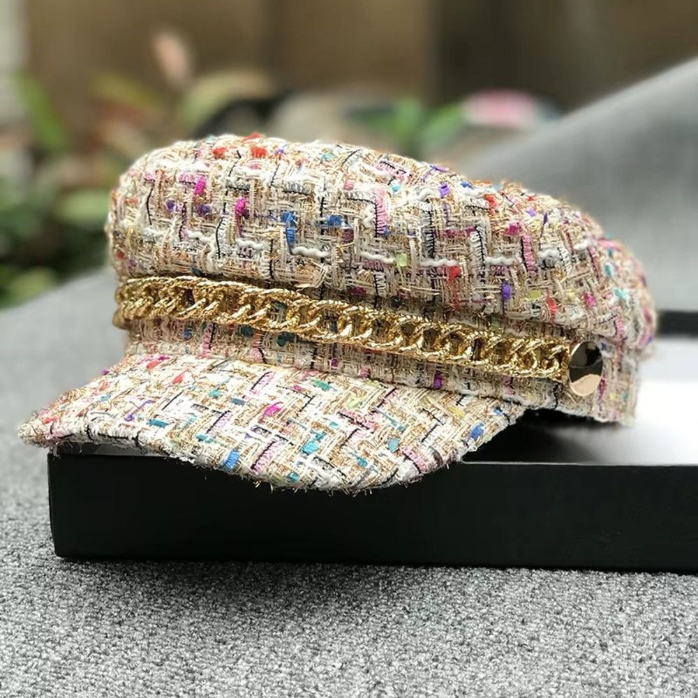 Colorful Tweed Newsboy Cap